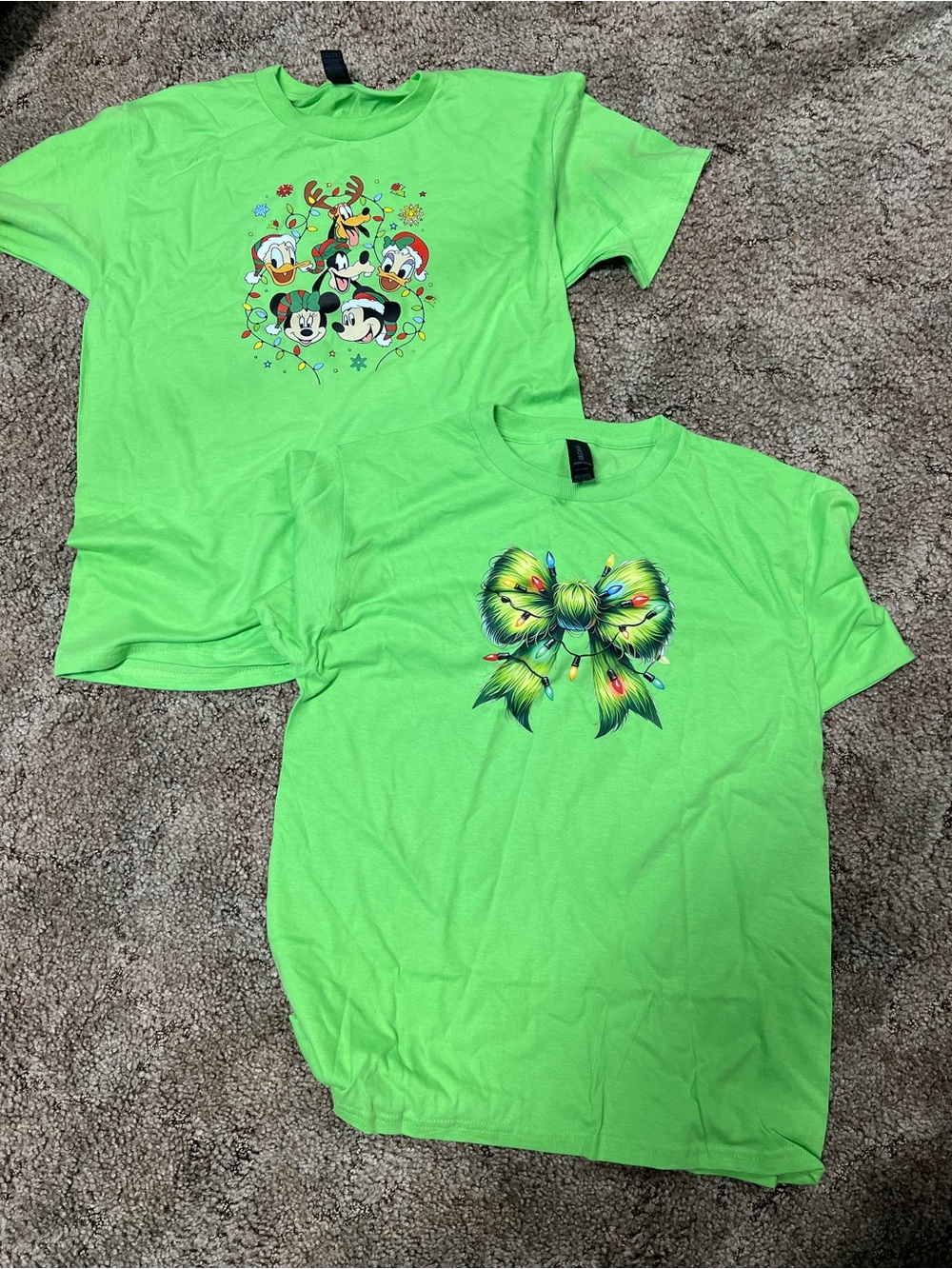 Kids Neon Green Holiday Graphic Tee - Bow & Character Designs